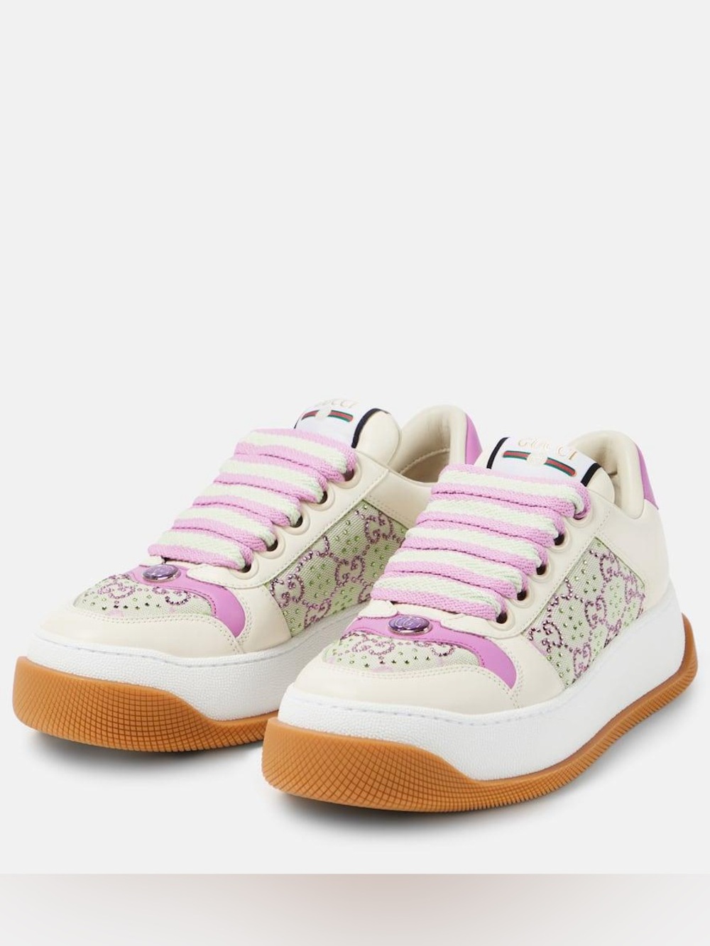 Gucci Pink Crystal Embossed Sneakers 40